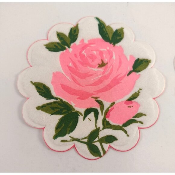 Vintage Hallmark Pink Rose Napkins & Coasters Set Beautiful Floral Flower Garden - Picture 3 of 6